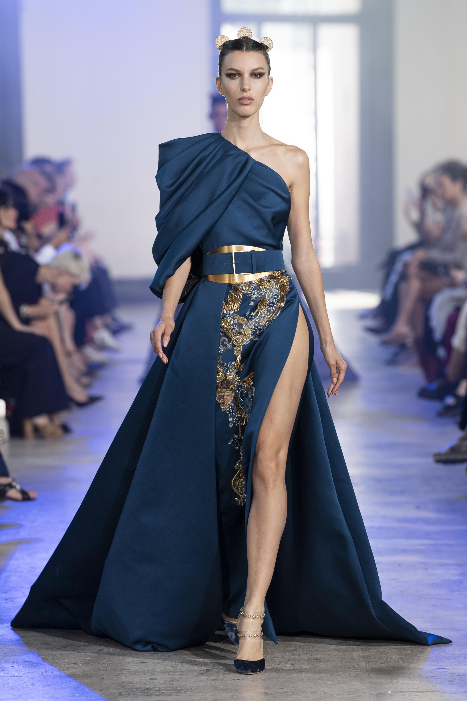 haute couture blue dress